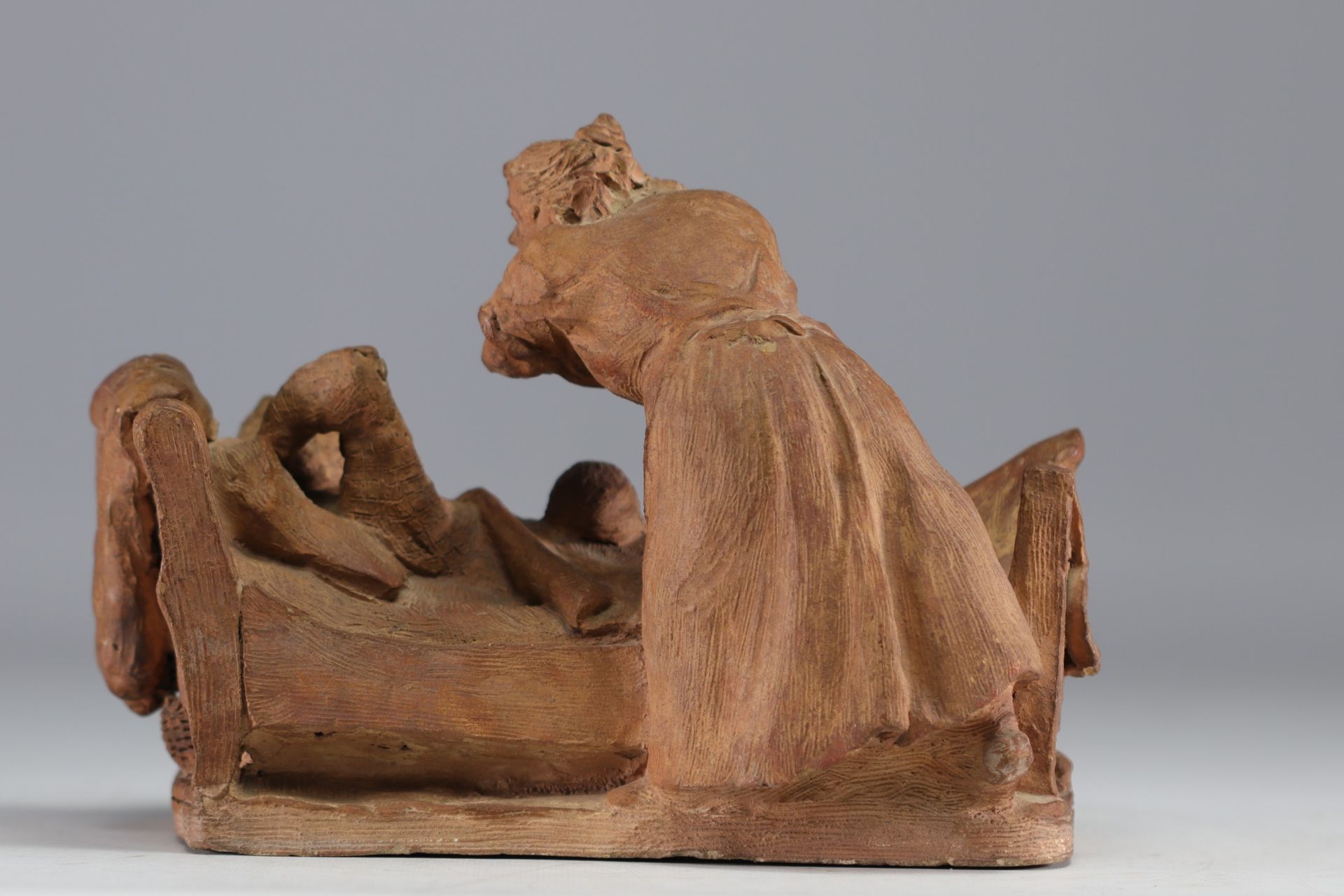 Jean FLORKIN (1876-?) "Ni vasse nin ovrer....pourri?" Terracotta sculpture. - Image 3 of 3