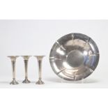 Philippe WOLFERS (1858-1929) Set comprising a silver bowl and three soliflor vases.