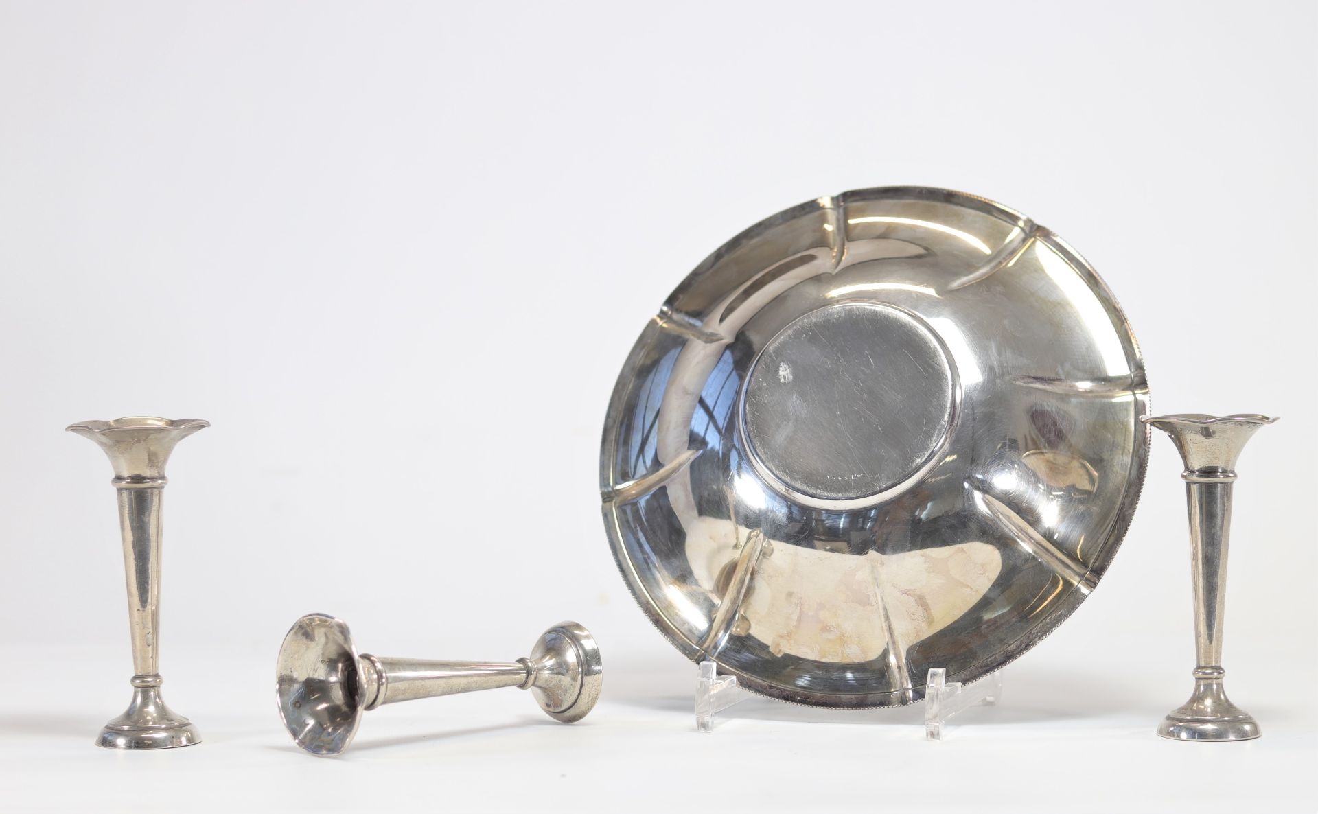 Philippe WOLFERS (1858-1929) Set comprising a silver bowl and three soliflor vases. - Image 3 of 4