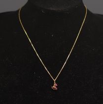 Necklace in 18k gold, rubies and diamonds weighing 2.5gr.