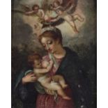 "Vierge aux Putti" Oil on copper, late 17th century.