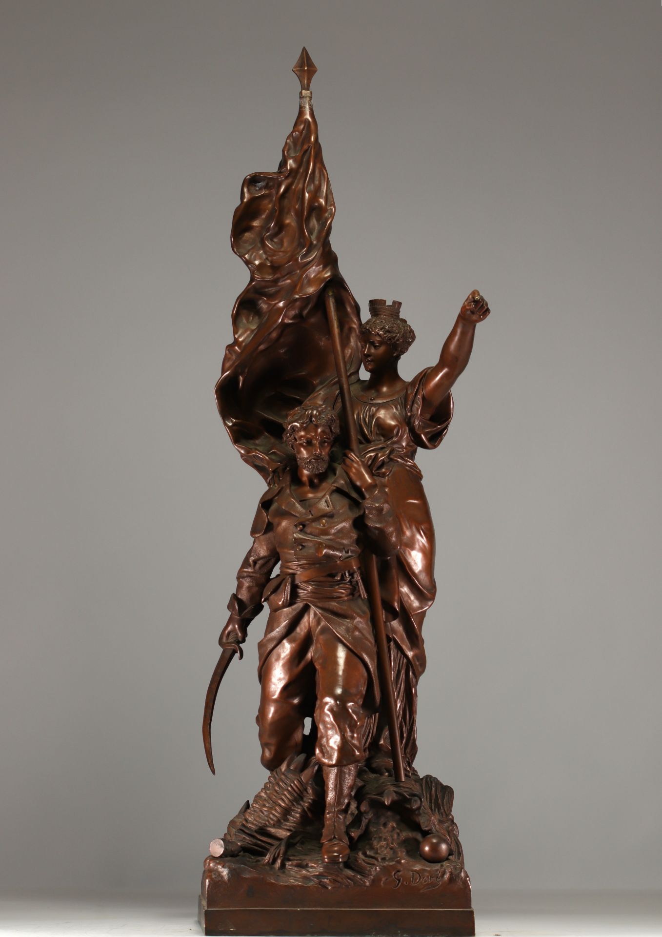 Gustave DORE (1832-1883) - "National defence", an imposing bronze sculpture. - Bild 7 aus 7