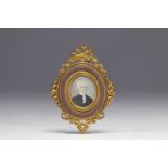 Miniature "Portrait of a Gentleman in Black Dress and Wig" 18th century.