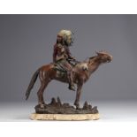 Carl KAUBA (1865-1922) "Indian chief on horseback" Vienna polychrome bronze.
