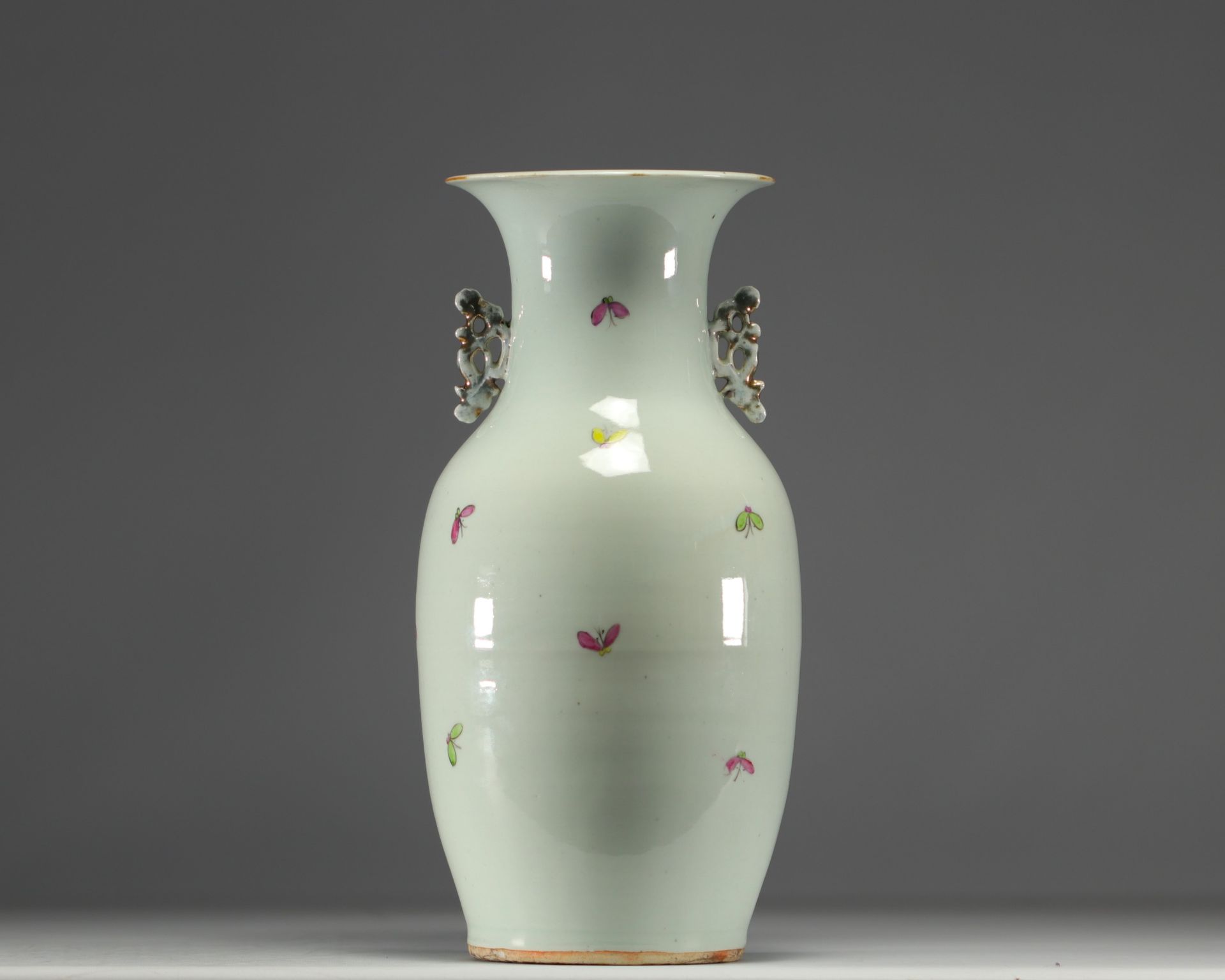 China - Porcelain vase decorated with birds and floral motifs - 20th century - Image 2 of 3