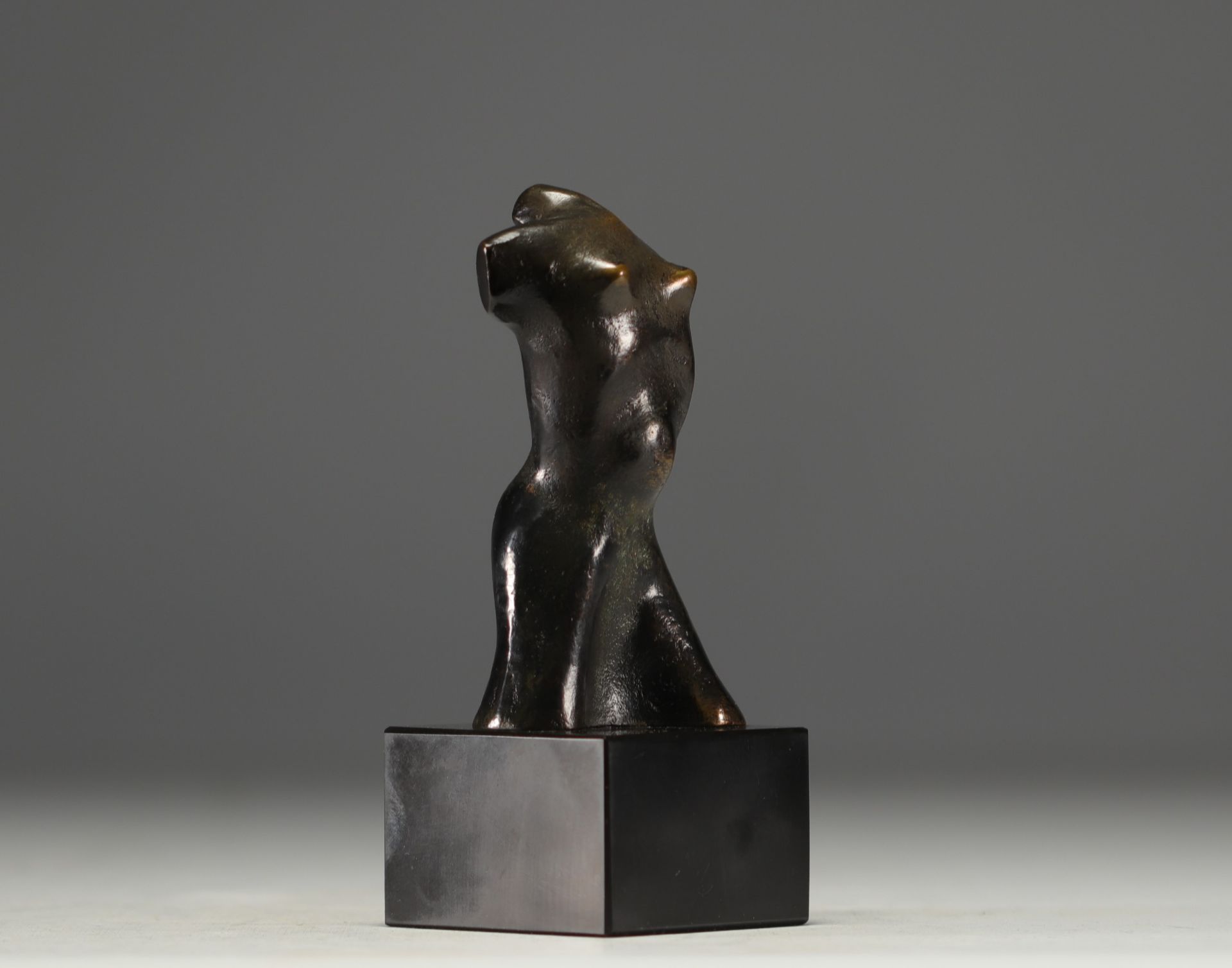 "Bronze sculpture on black marble base. 20th century