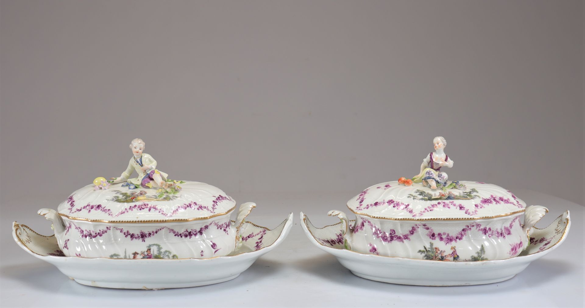 Pair of Meissen porcelain vegetable dishes - Bild 9 aus 13