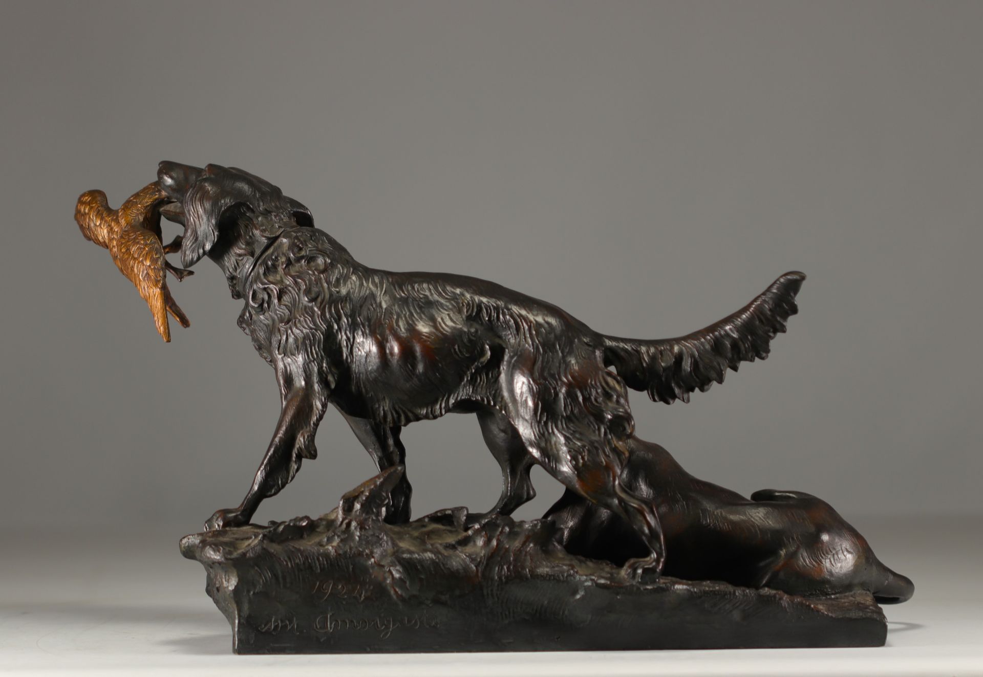 Antonio AMORGASTI (1880-1942) - "Hunting dogs" Bronze sculpture, 1924. - Image 2 of 2