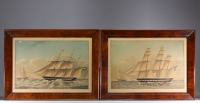 Dirk Antoon TEUPKEN Jr (1828-1859) - Pair of marine watercolours, dated 1850 and 1851.