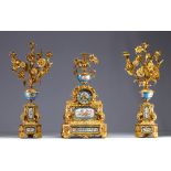 Imposing Sevres porcelain and gilded bronze mantelpiece.