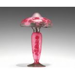 Le Verre Francais - Large rose lamp in acid-etched multi-layered glass.