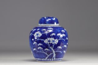 China - Blue-white porcelain ginger pot, four-character blue mark, 19th century.