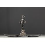 Art Nouveau polished pewter centrepiece with central decoration of a little girl.