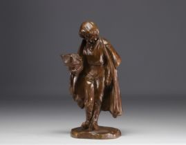 T. MEDNA - "Young man collecting" Bronze.