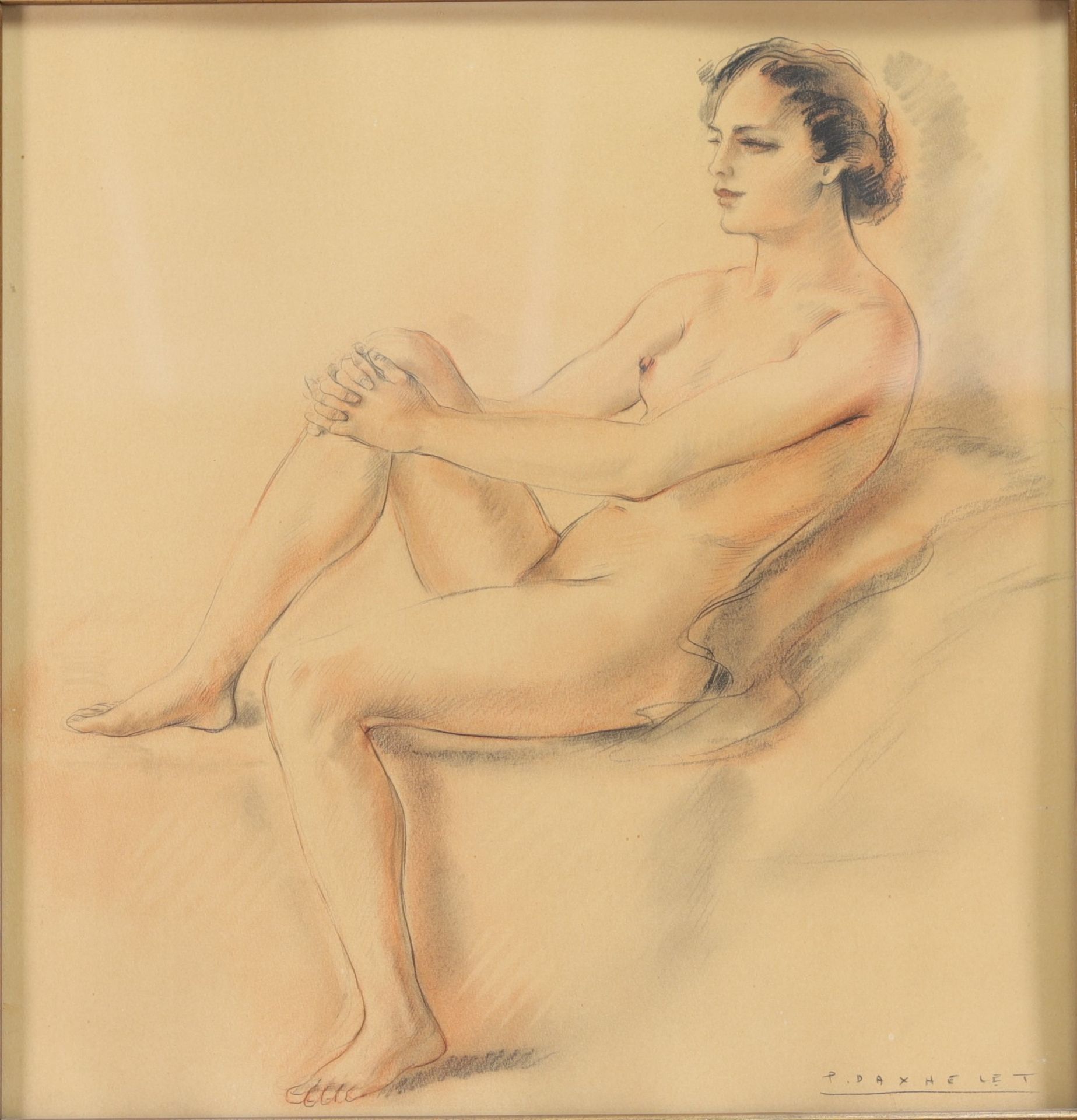 Paul DAXHELET (1905-1993) "Young woman" Drawing.