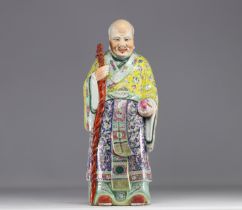 China - Large statue of Shou lao famille rose, 19th century.