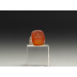 Silver ring with heraldic seal in carnelian agate, late 19th century.