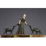 Demetre CHIPARUS (1886-1947) "Elegant with goats", large sculpture in regulated.