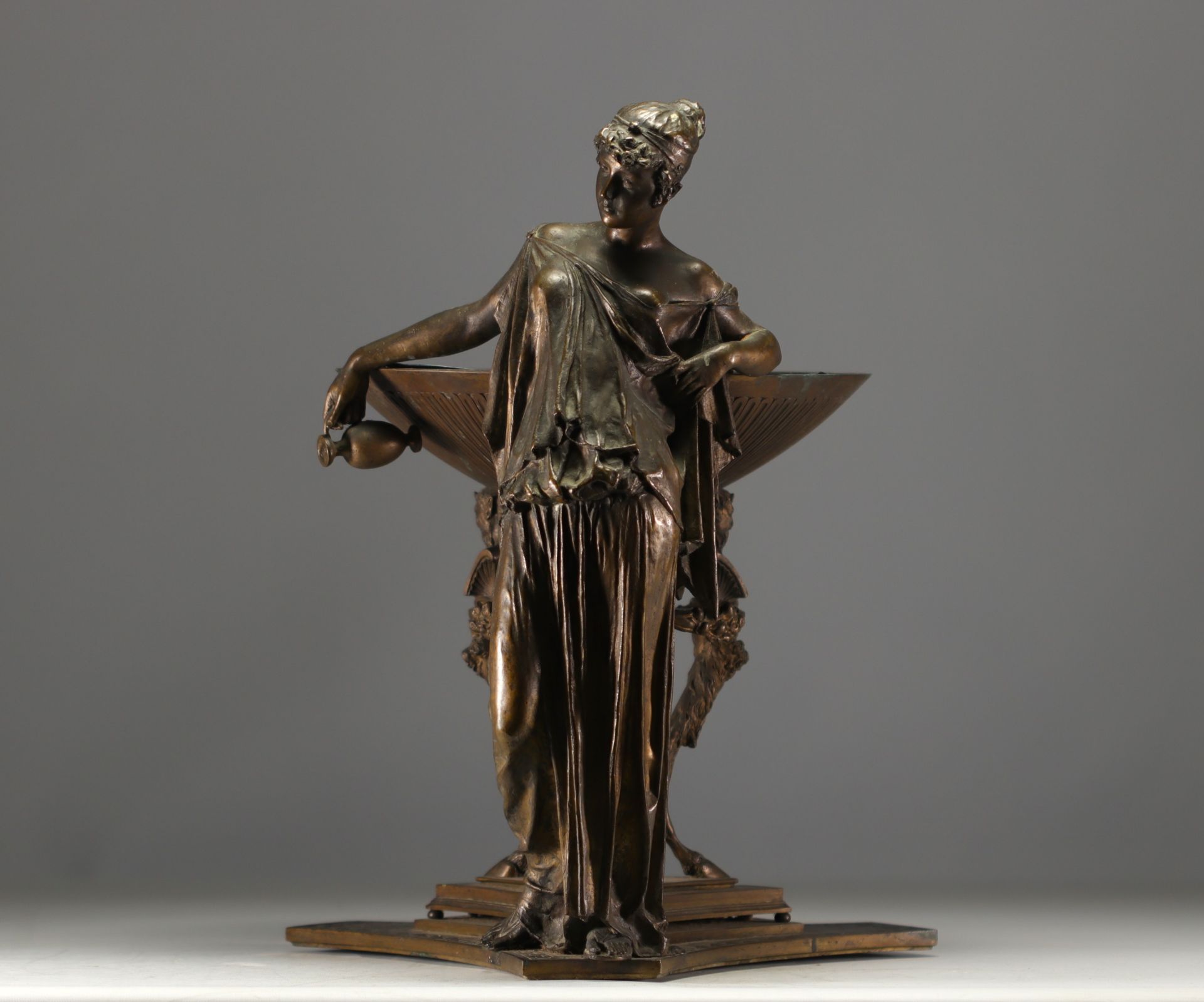 Arnoldo FAZZI (1855-1944) "Priestess of Vesta" Bronze sculpture, 19th century. - Image 3 of 6