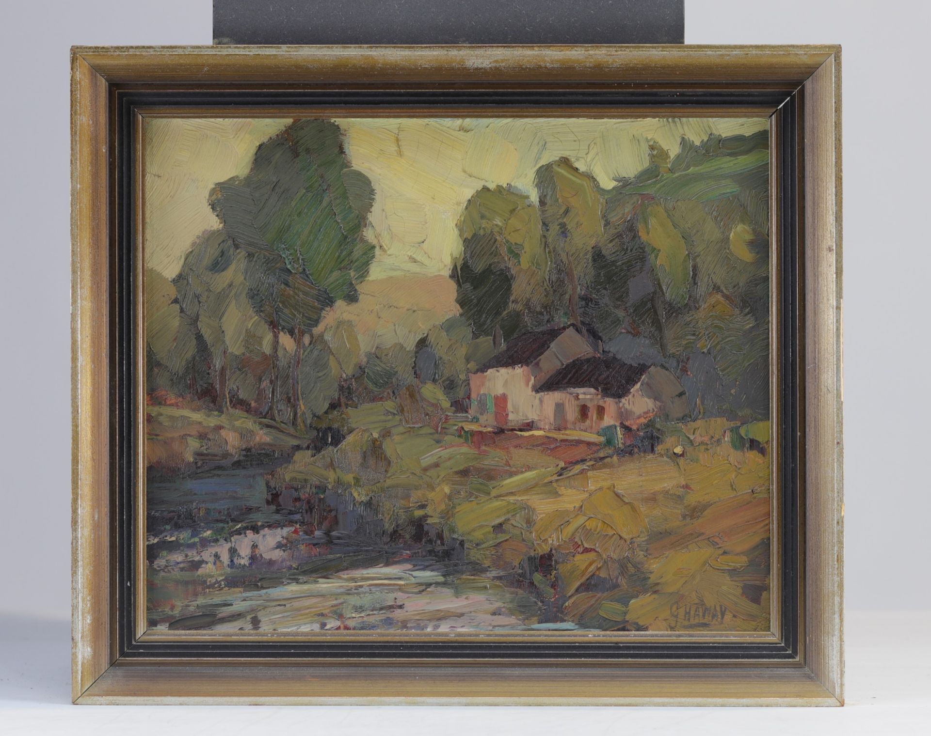 Georges HAWAY (1895-1945) "Le Hoyoux" Oil on panel. - Image 2 of 2