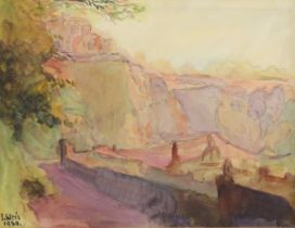 Sosthene WEIS (1872-1941), "View of Luxembourg" Watercolour signed and dated 1930.