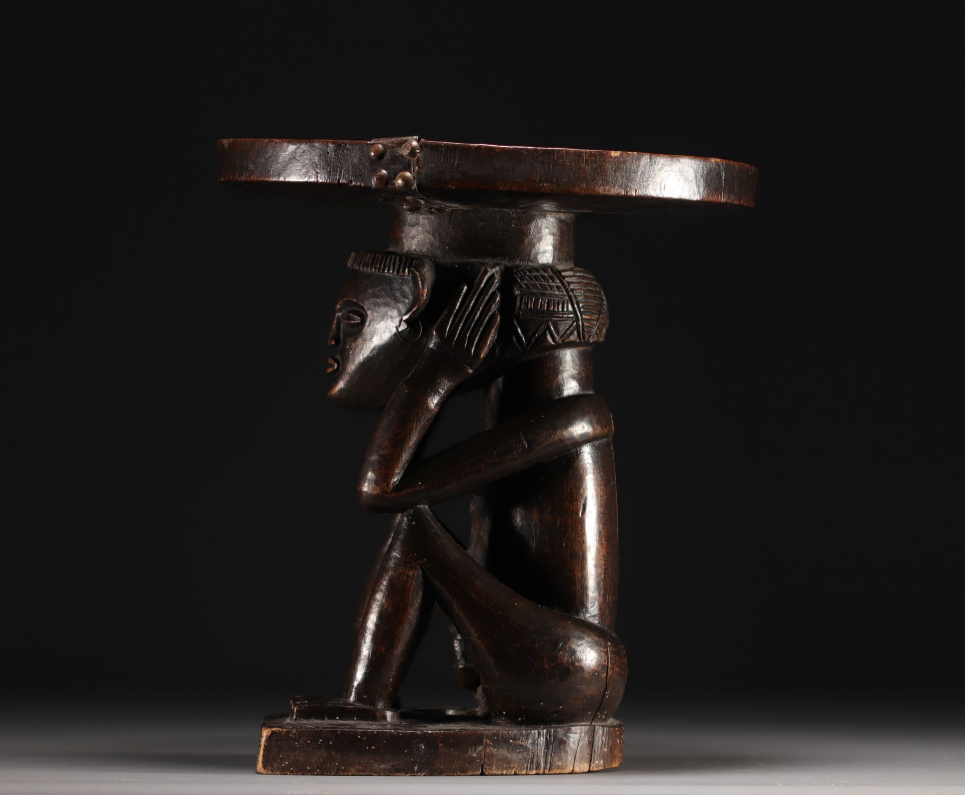 Anthropomorphic stool -Tchokwe - Rep.dem.Congo - Image 5 of 5
