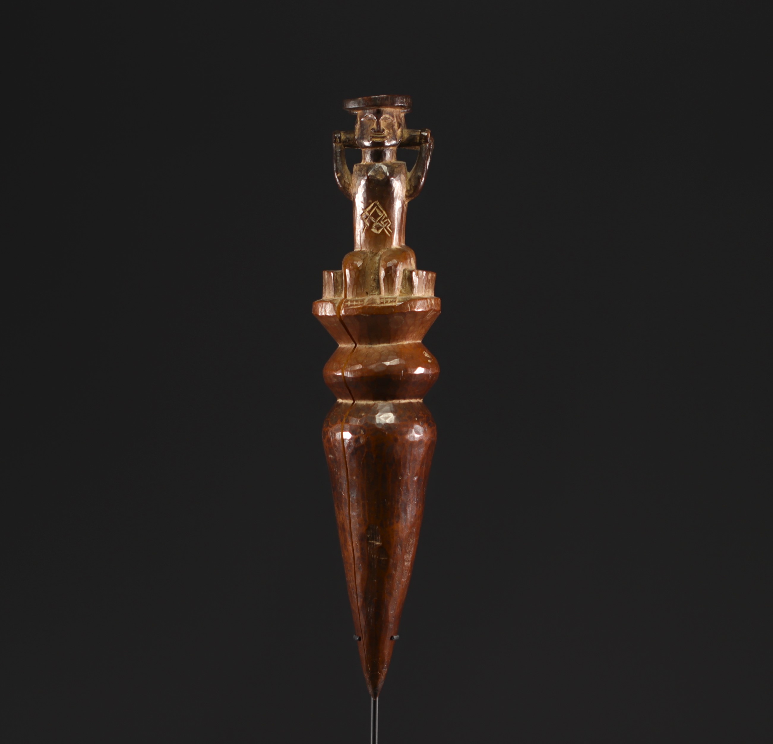 Double figure rattle handle -Sundi - Bakongo - Rep.Dem.Congo - Image 4 of 4