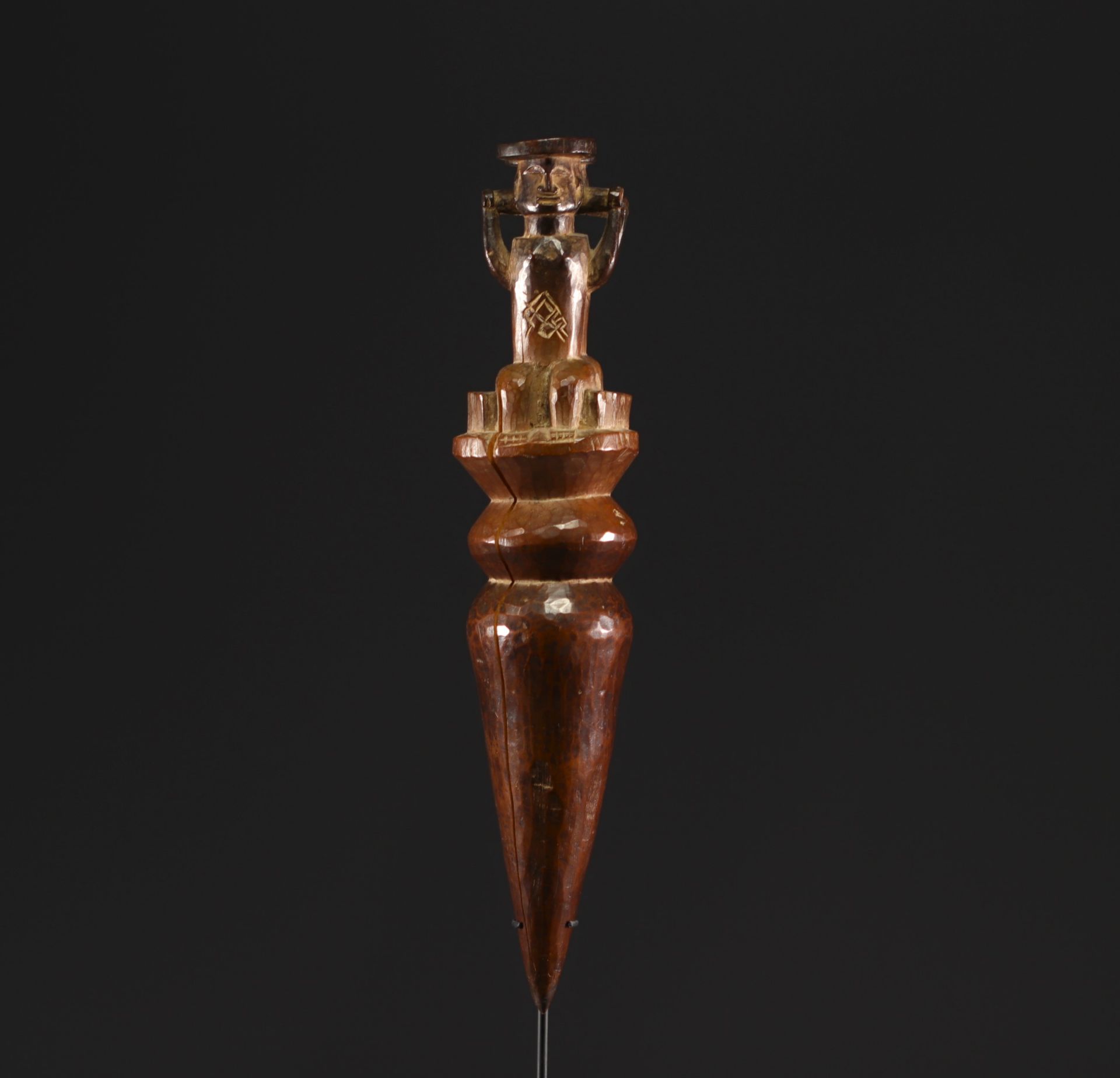 Double figure rattle handle -Sundi - Bakongo - Rep.Dem.Congo - Image 4 of 4