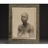 Old silverprint photo of woman with scarification ( 24x32cm) 1933 signed, Rep. Dem. Congo
