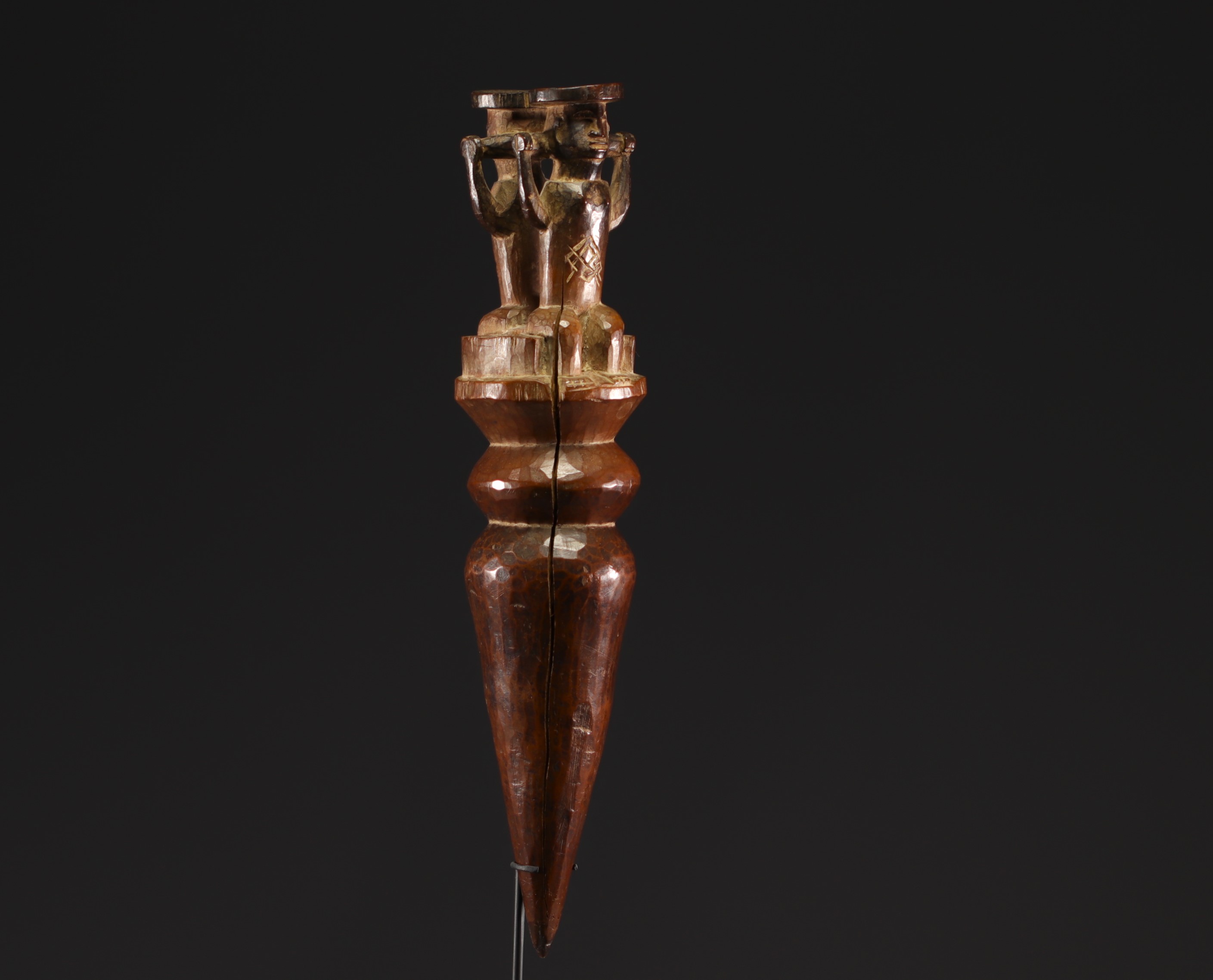Double figure rattle handle -Sundi - Bakongo - Rep.Dem.Congo