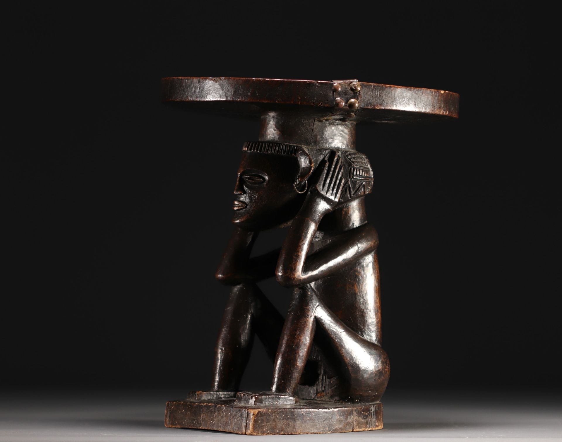 Anthropomorphic stool -Tchokwe - Rep.dem.Congo - Image 3 of 5