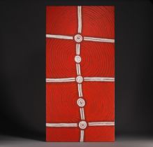 Djardie ASHLEY (1950- ) Large oil on Aboriginal canvas, signed on the back.