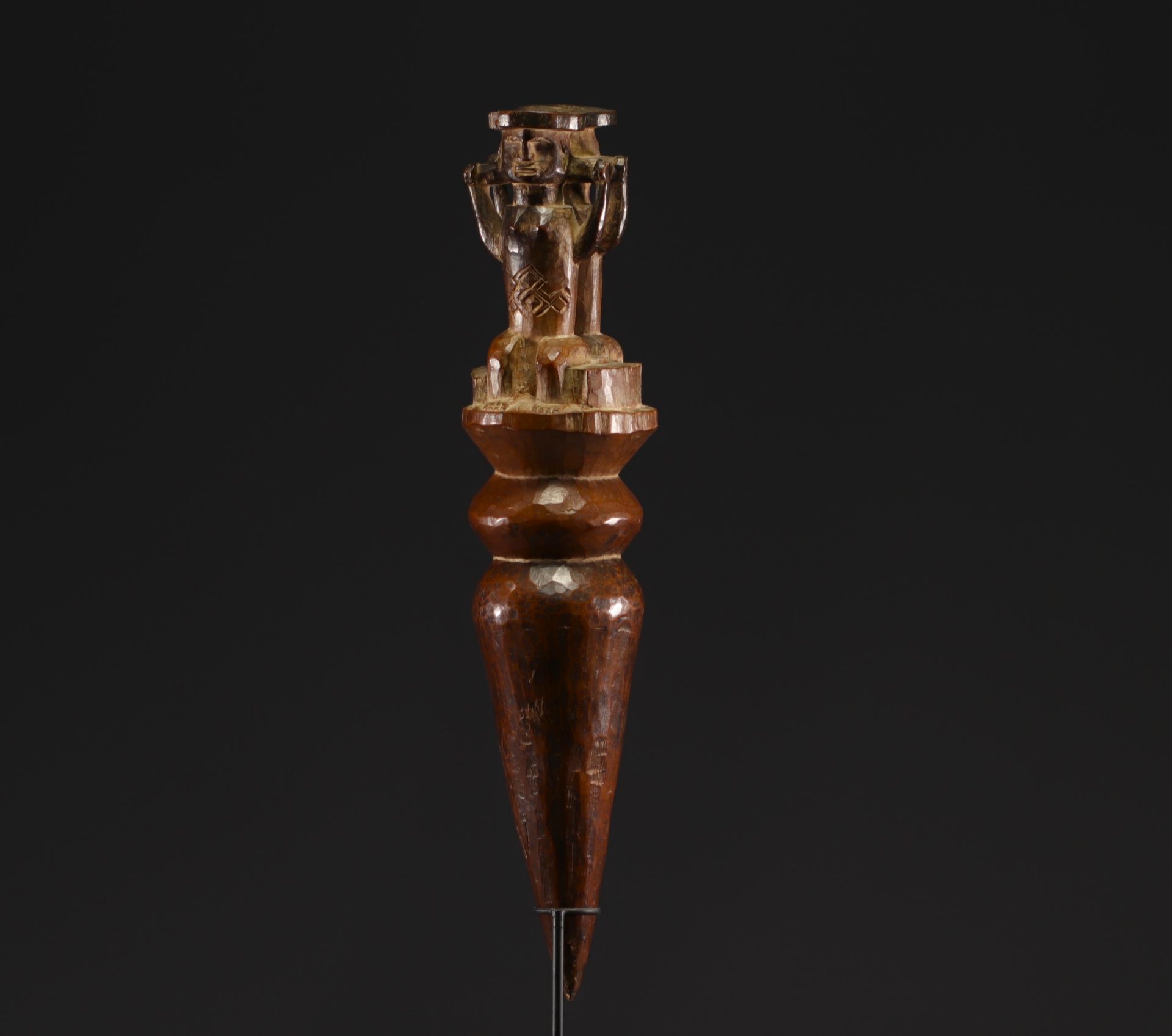 Double figure rattle handle -Sundi - Bakongo - Rep.Dem.Congo - Image 2 of 4