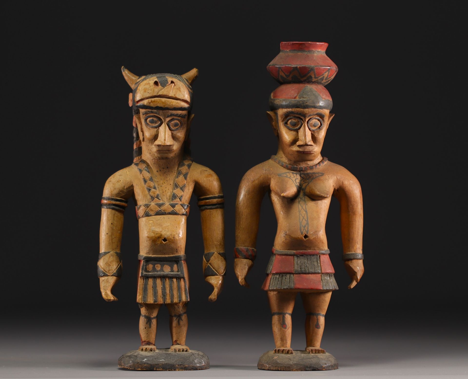 Rare couple of Bidjogo statue - Guinea Bissau