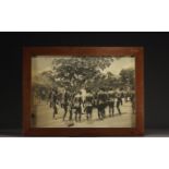 Large old photograph of a missionary surrounded by pygmies (60x40cm) Rep. Dem. Congo