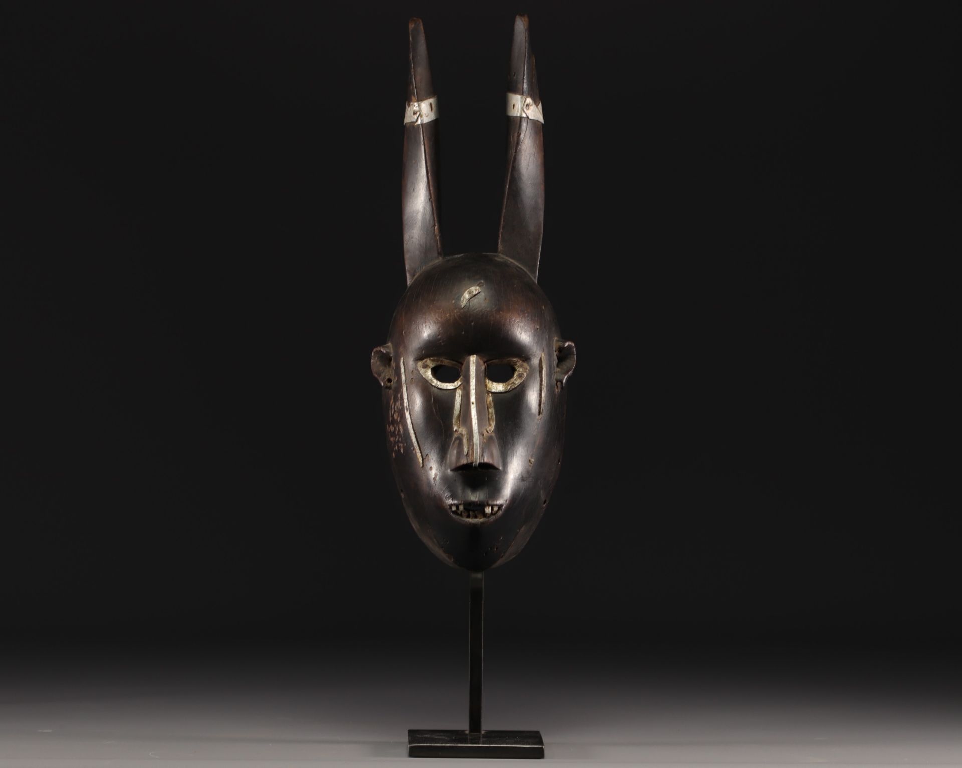 Malinke mask in hardwood, with aluminum ornamentation - Mali - Bild 2 aus 6