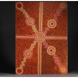 Ronnie BIRD JUNGALA (1960/72-2016) Large acrylic painting on Aboriginal canvas.