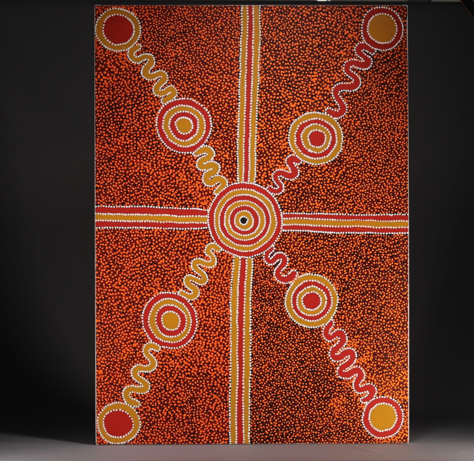 Ronnie BIRD JUNGALA (1960/72-2016) Large acrylic painting on Aboriginal canvas.