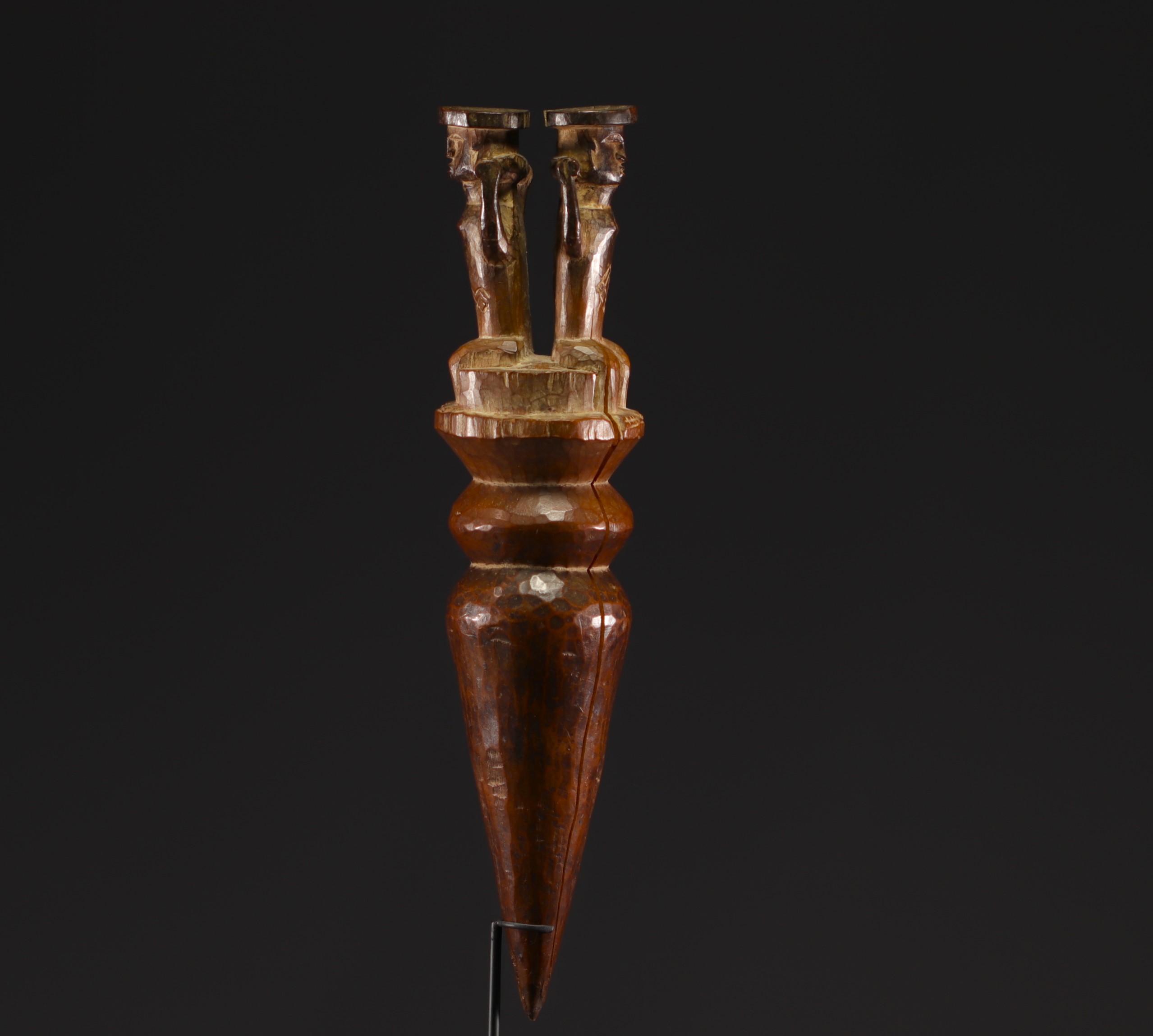 Double figure rattle handle -Sundi - Bakongo - Rep.Dem.Congo - Image 3 of 4