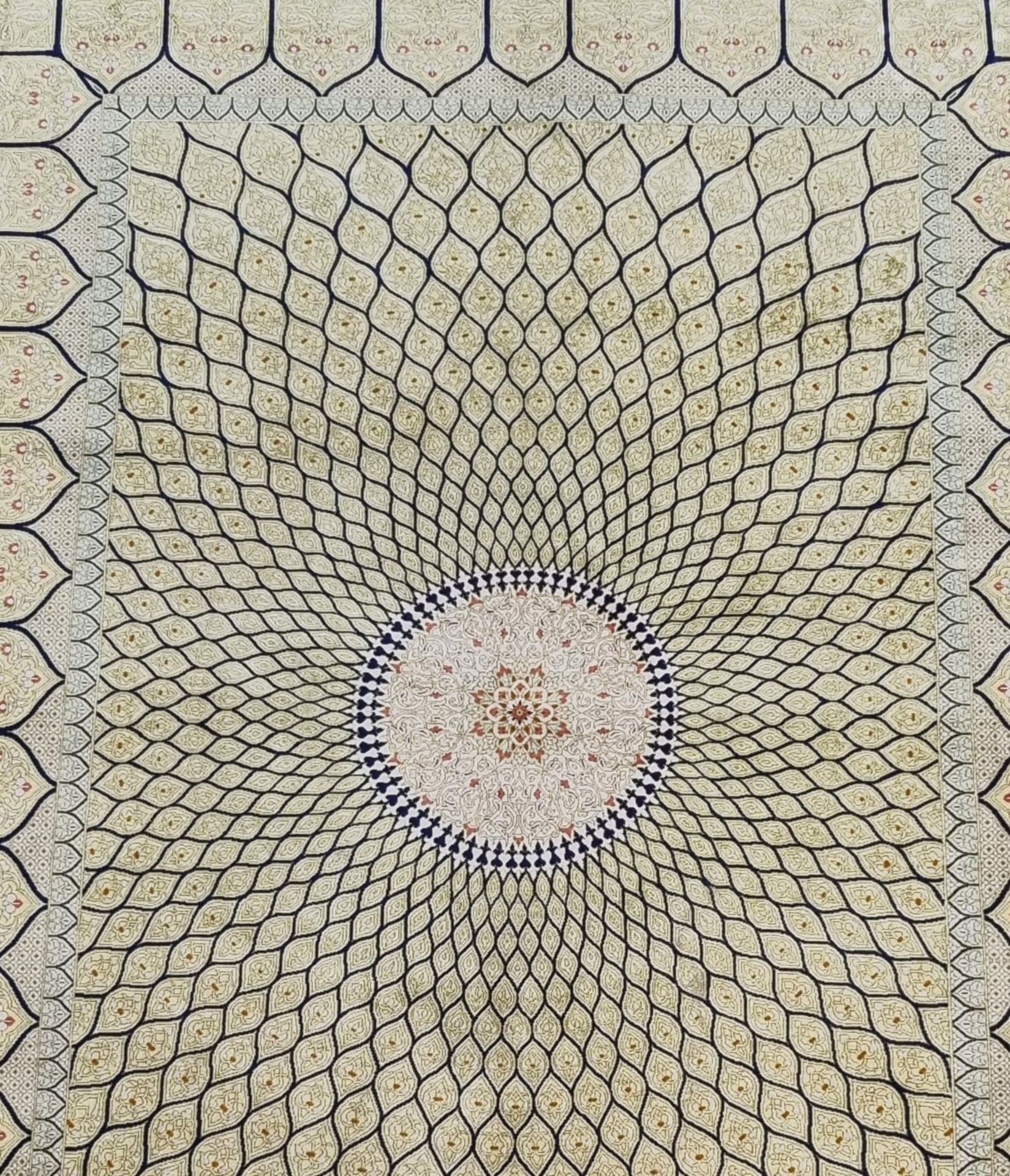 Persia/Iran - Oriental rug in beige and blue natural silk, Karimi. - Bild 2 aus 2