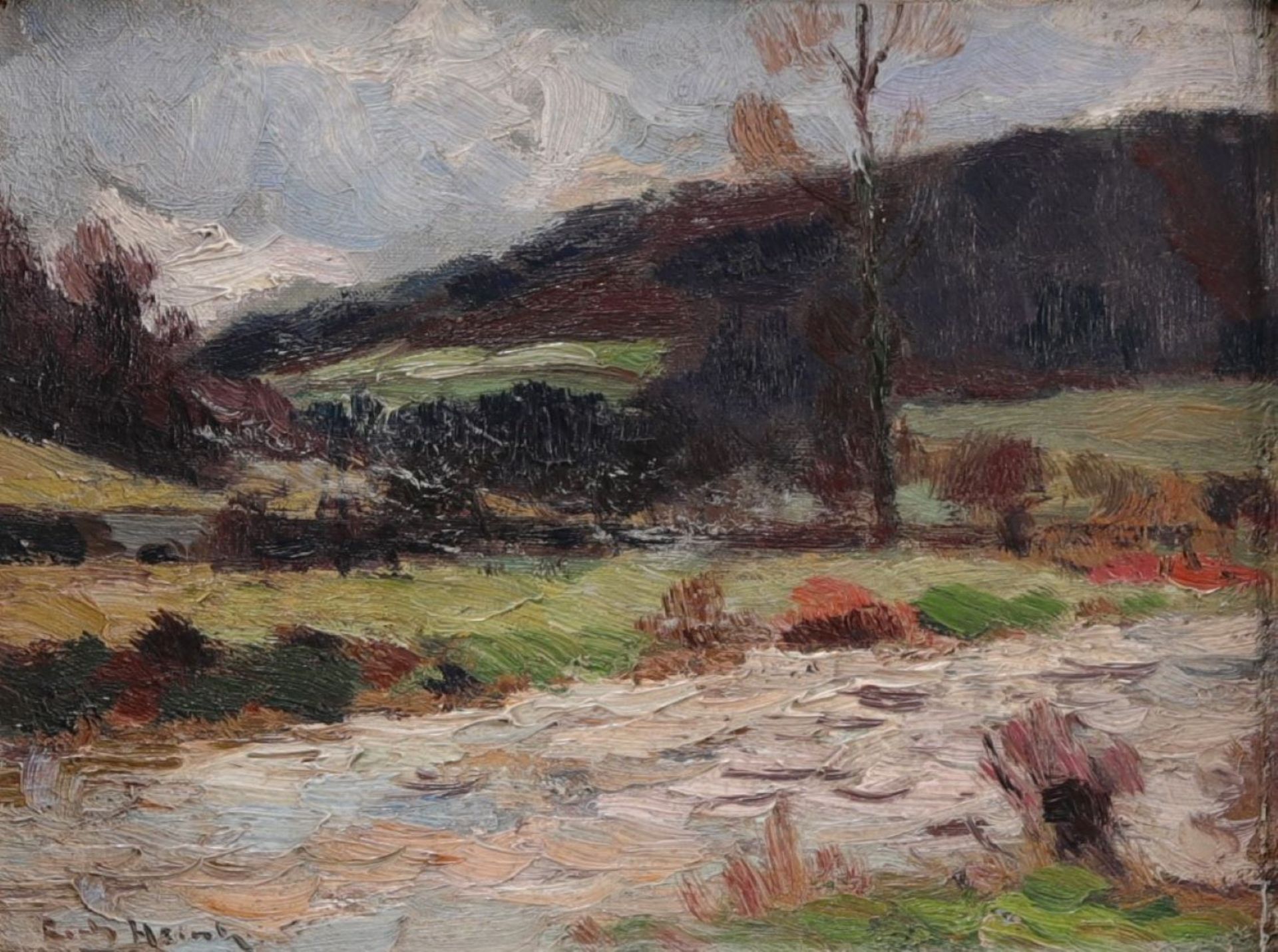 Richard HEINTZ (1871-1929) "Landscape and river" Oil on canvas.