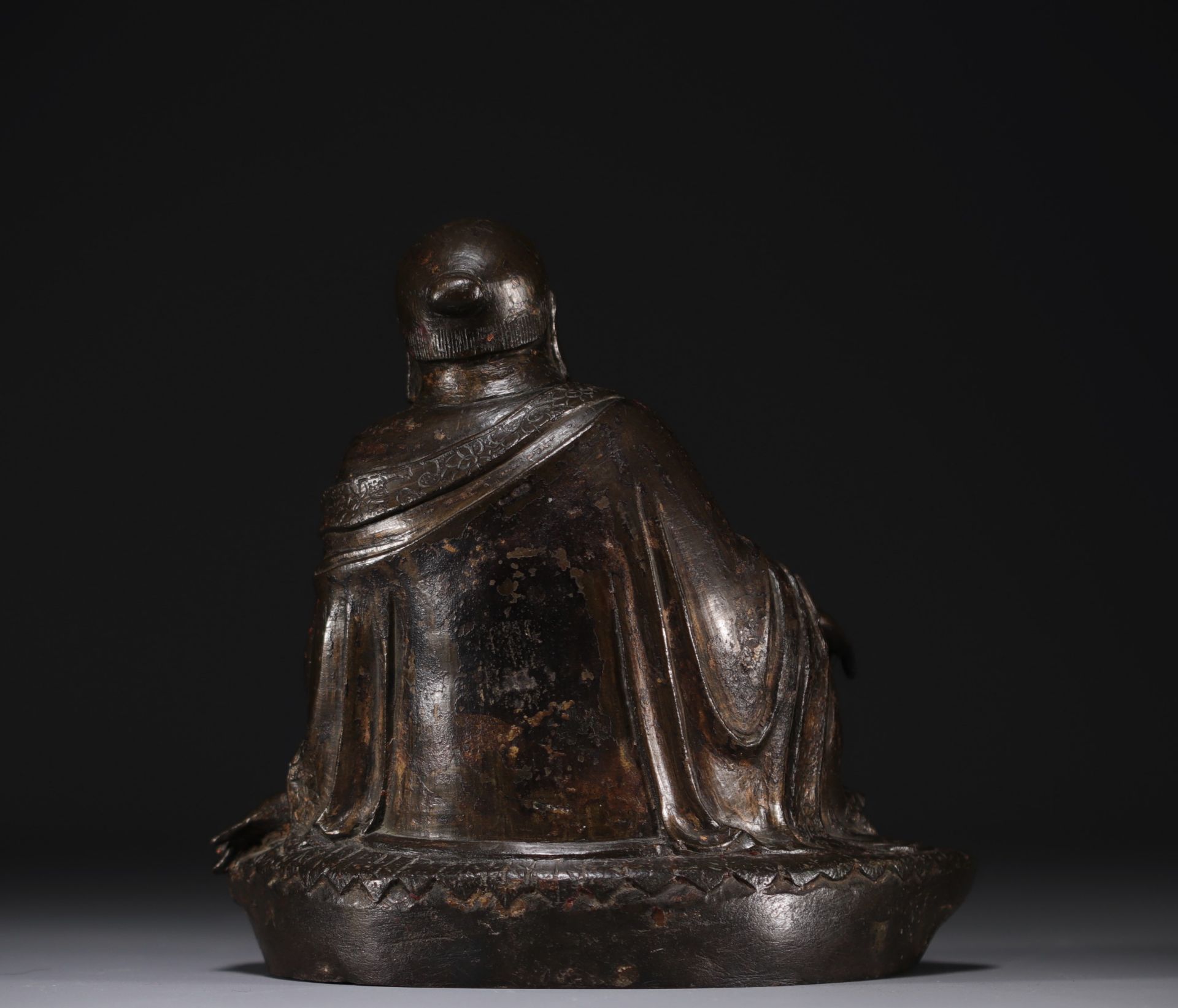 China - Bronze Buddha, trace of polychromy, 17th century. - Bild 3 aus 4