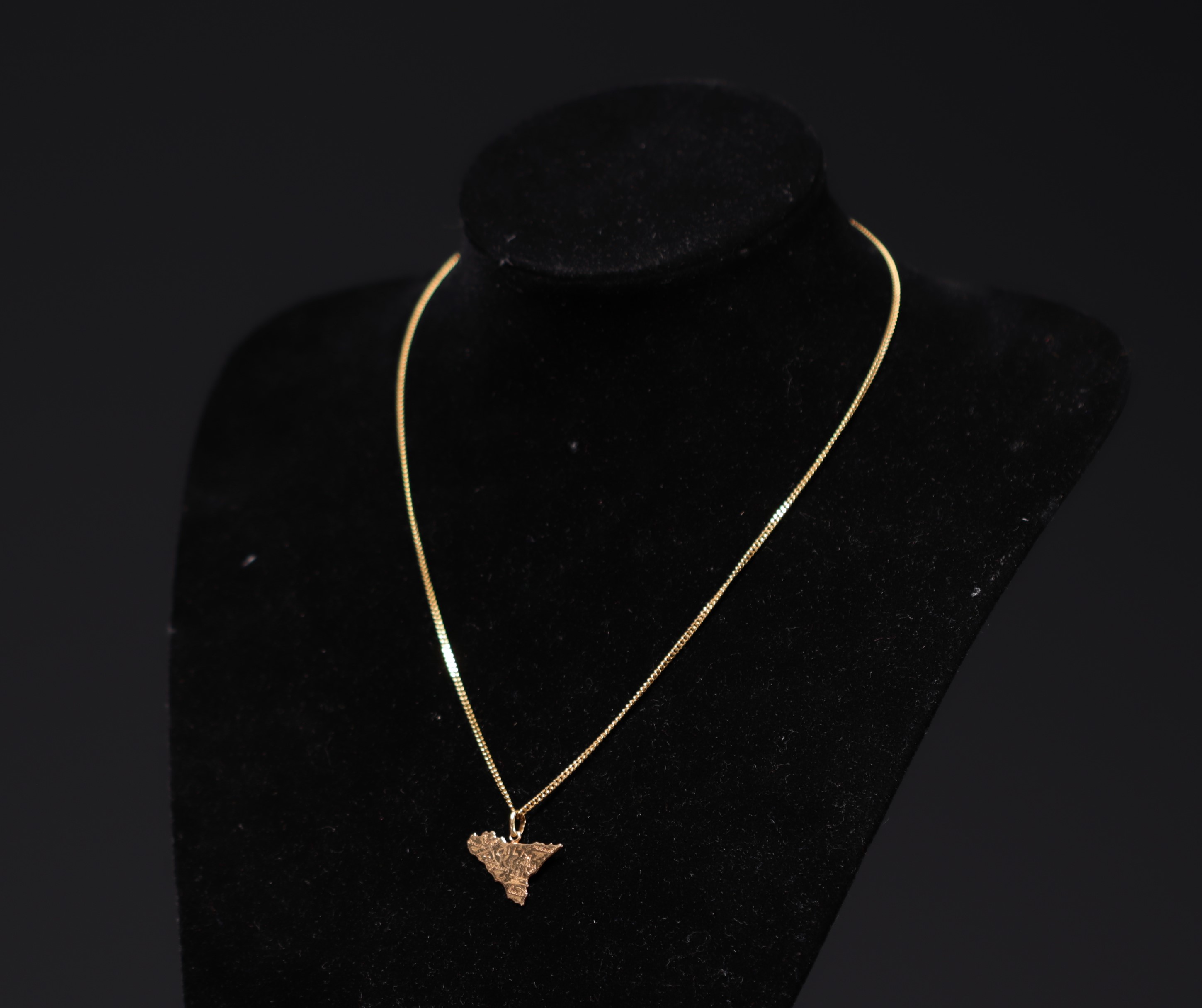 18K yellow gold pendant representing the map of Sicily, total weight 8g.