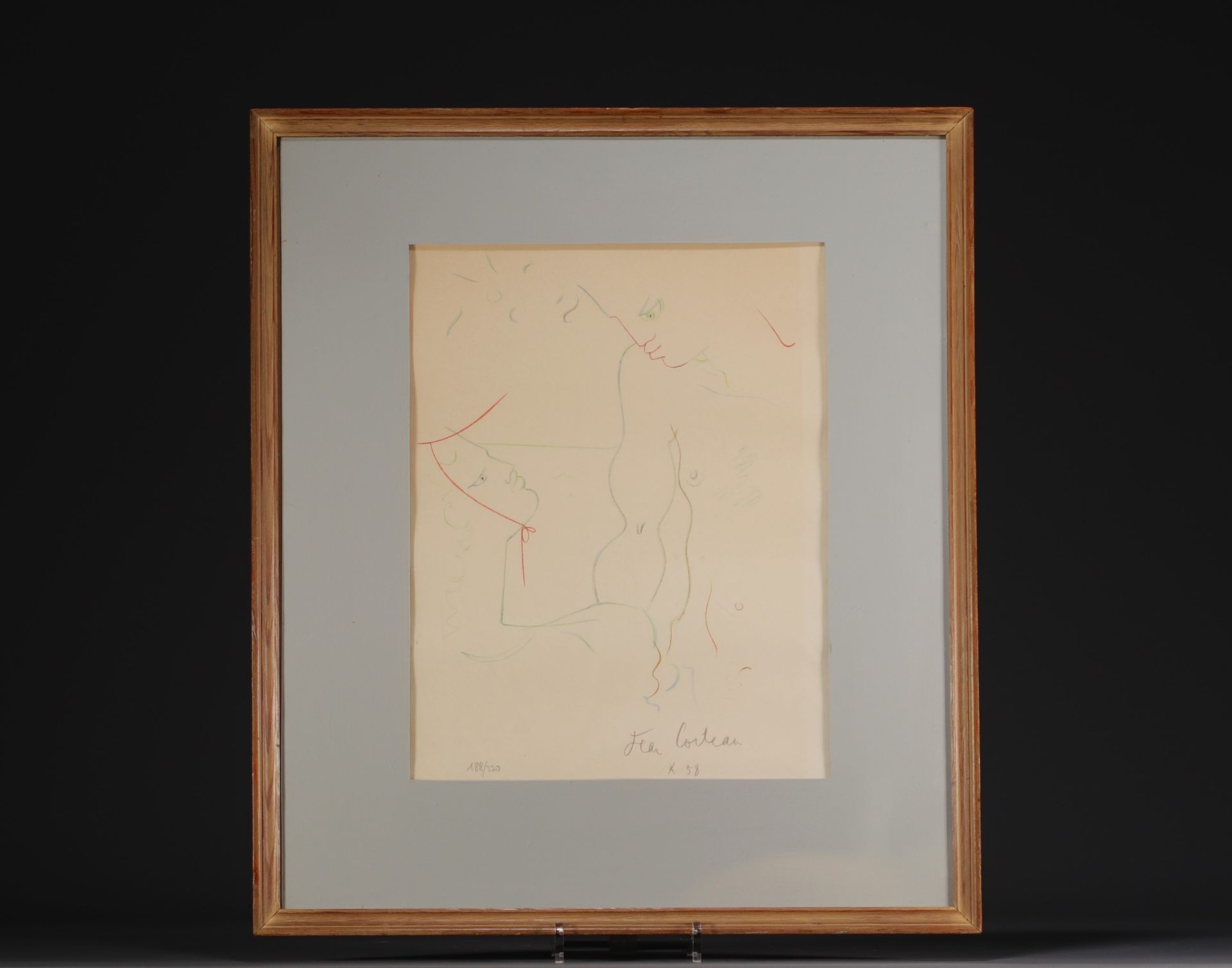 Jean COCTEAU (1889-1963) "Couple" Lithograph numbered 188/220. - Bild 2 aus 2