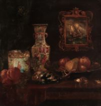 "Still life with Chinese vases" Oil on panel.