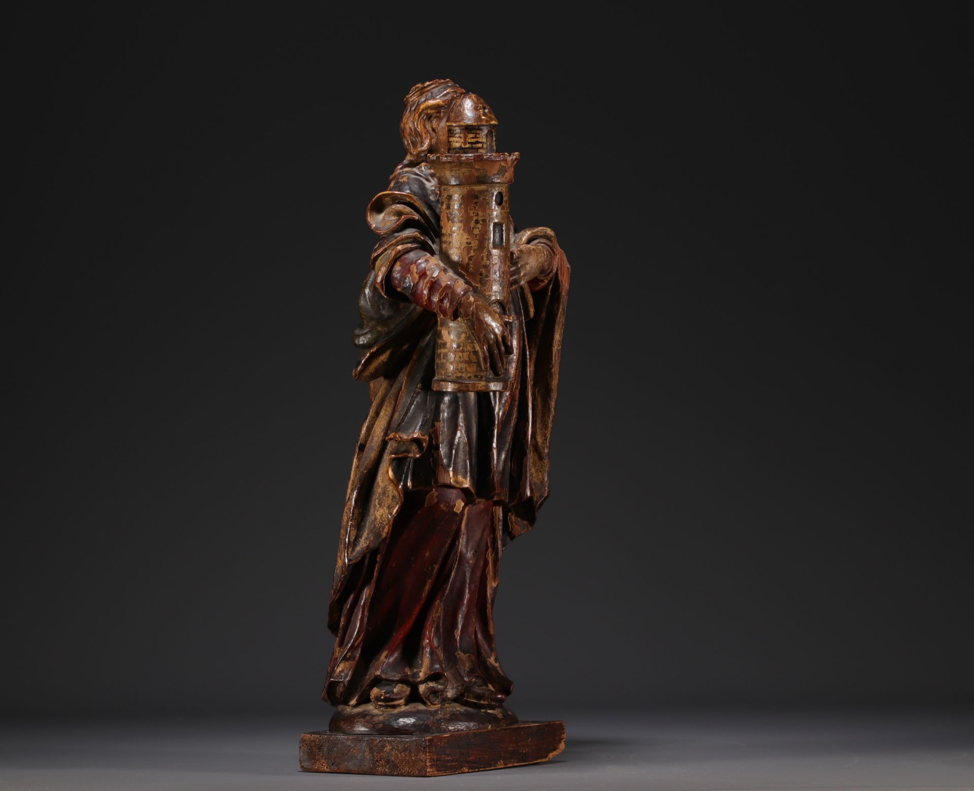 Statue de Sainte-Barbe - polychrome wooden sculpture from 18th century. - Bild 2 aus 4