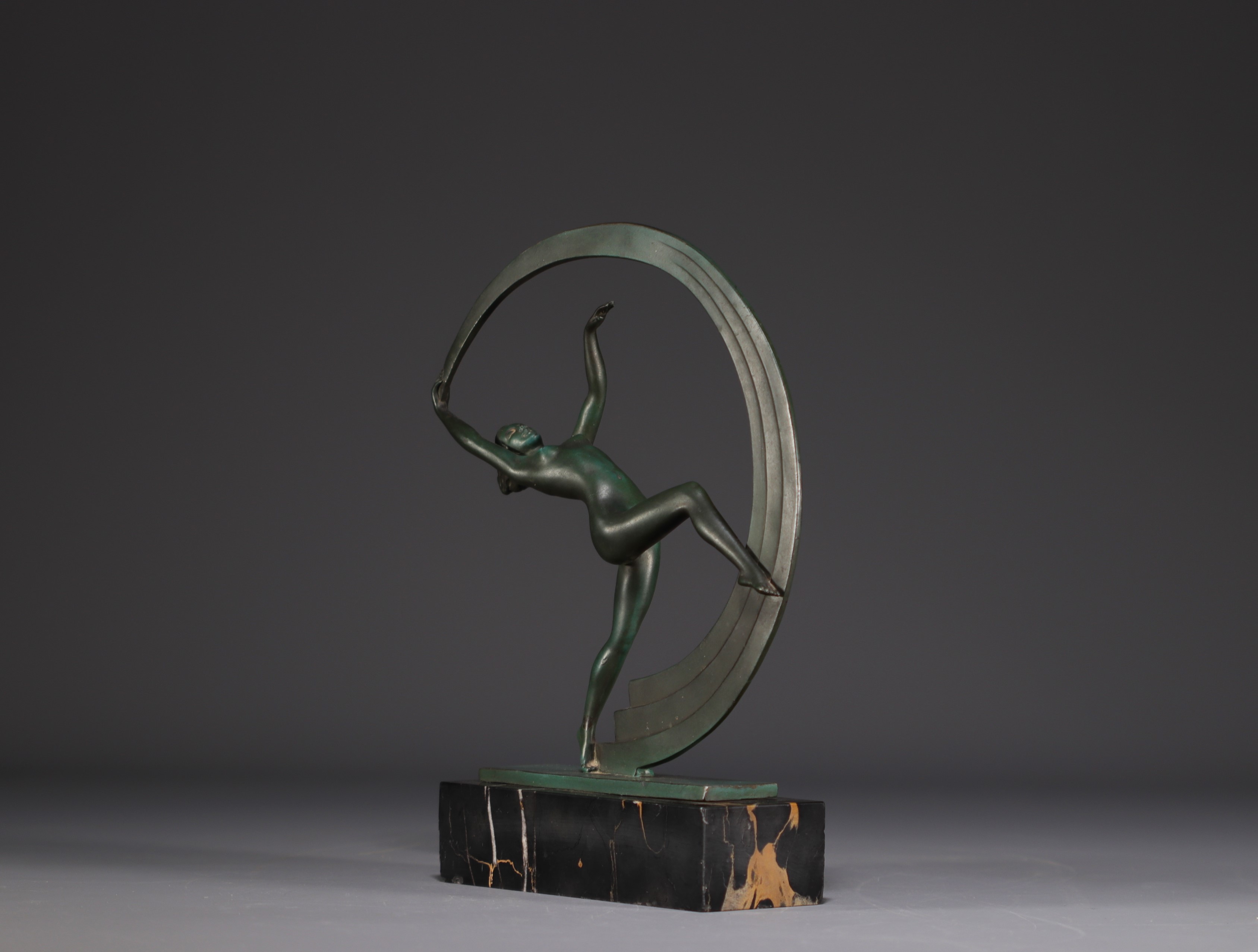 JANLE & Max Le Verrier - "Nude dancer, Bacchanal" Art Deco sculpture. - Image 3 of 4