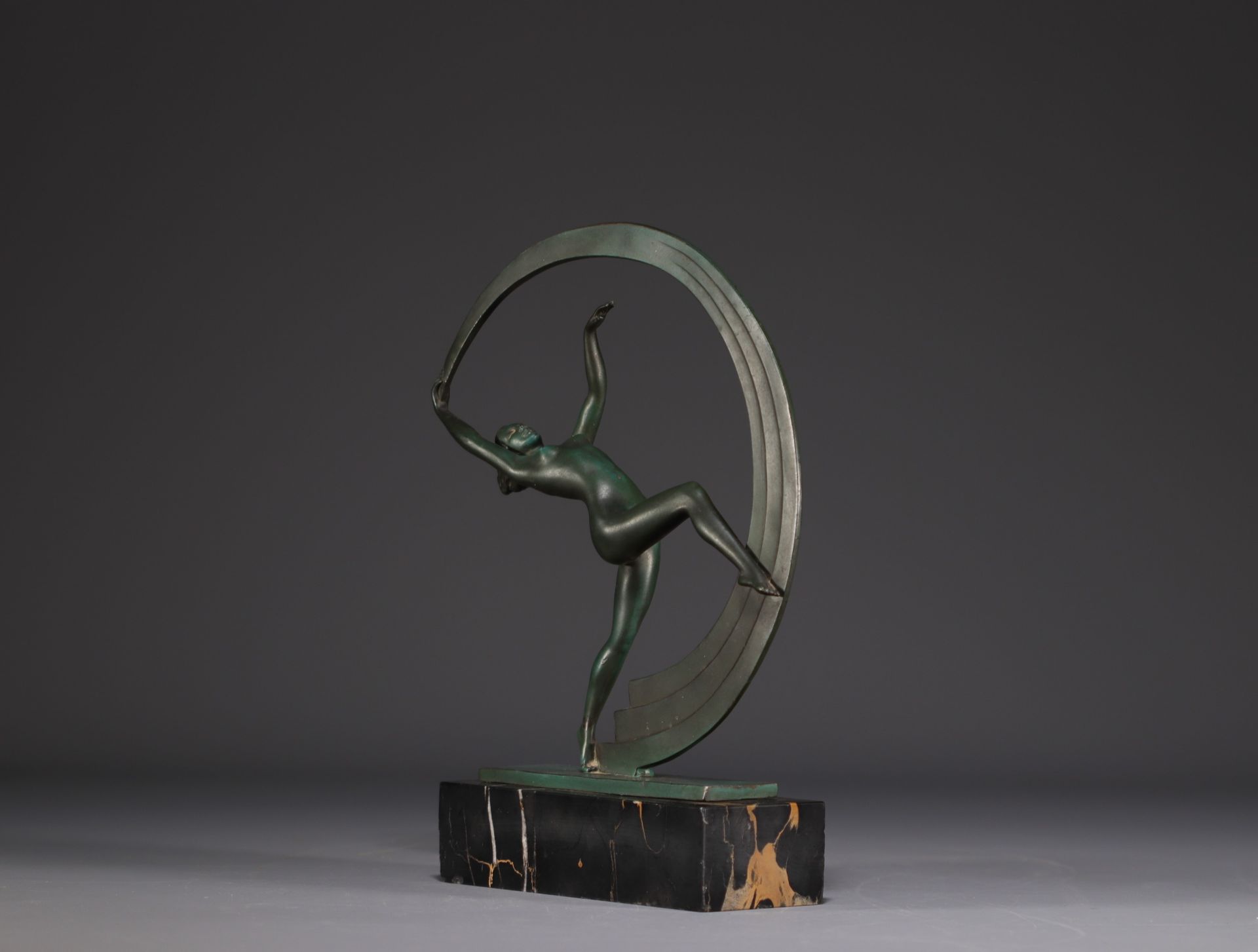 JANLE & Max Le Verrier - "Nude dancer, Bacchanal" Art Deco sculpture. - Bild 3 aus 4