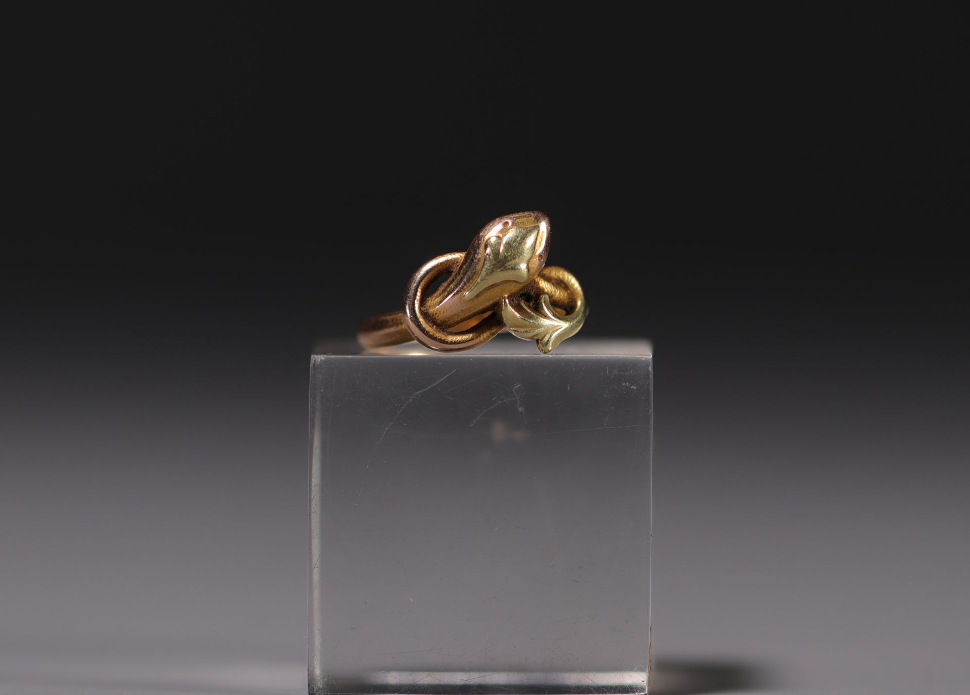 18K yellow gold ring representing a snake, total weight 4.1gr.