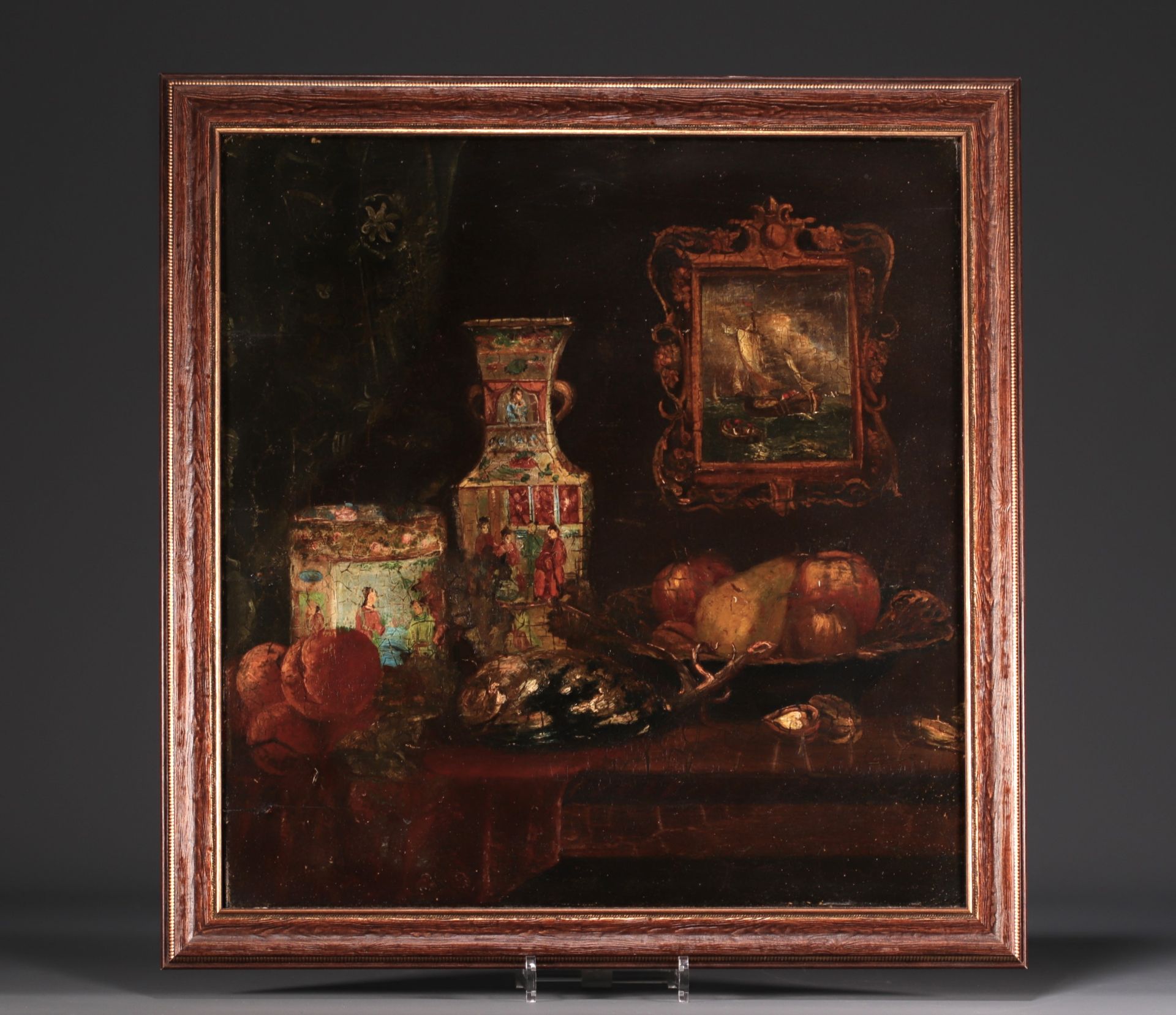"Still life with Chinese vases" Oil on panel. - Bild 2 aus 2